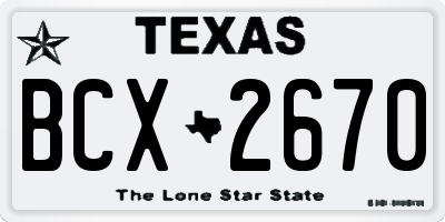 TX license plate BCX2670