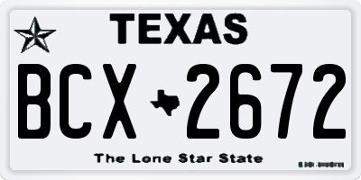 TX license plate BCX2672