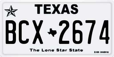 TX license plate BCX2674