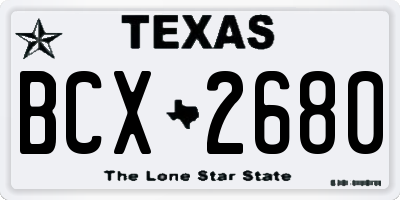 TX license plate BCX2680