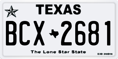 TX license plate BCX2681