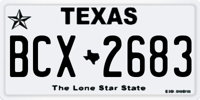 TX license plate BCX2683
