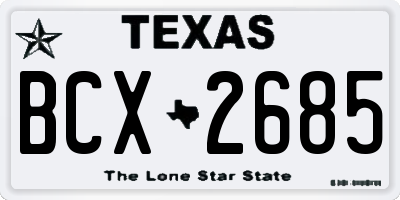 TX license plate BCX2685