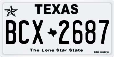 TX license plate BCX2687