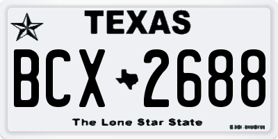 TX license plate BCX2688