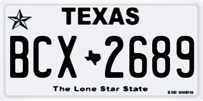 TX license plate BCX2689