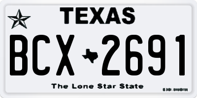 TX license plate BCX2691