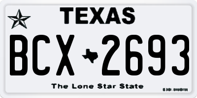 TX license plate BCX2693