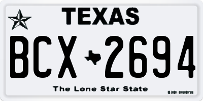 TX license plate BCX2694