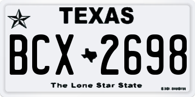 TX license plate BCX2698