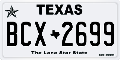 TX license plate BCX2699