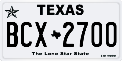 TX license plate BCX2700