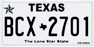 TX license plate BCX2701
