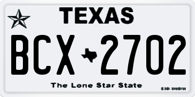 TX license plate BCX2702