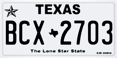 TX license plate BCX2703