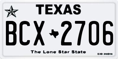TX license plate BCX2706