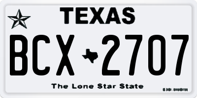TX license plate BCX2707