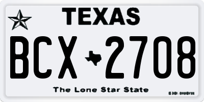TX license plate BCX2708