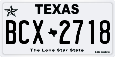 TX license plate BCX2718