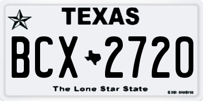 TX license plate BCX2720
