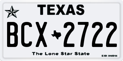 TX license plate BCX2722