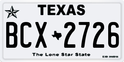 TX license plate BCX2726