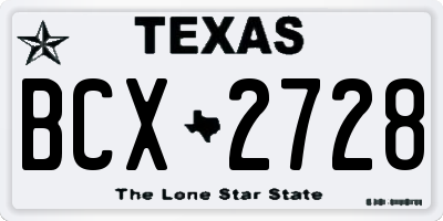 TX license plate BCX2728