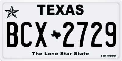 TX license plate BCX2729