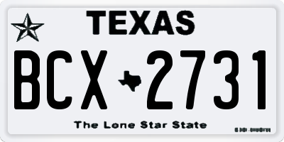 TX license plate BCX2731