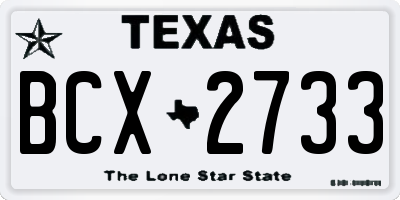 TX license plate BCX2733