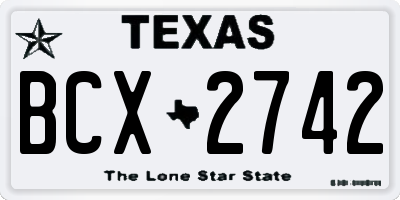 TX license plate BCX2742
