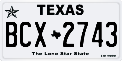 TX license plate BCX2743