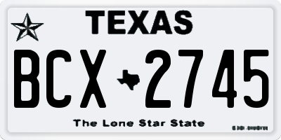 TX license plate BCX2745