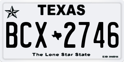 TX license plate BCX2746