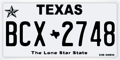 TX license plate BCX2748