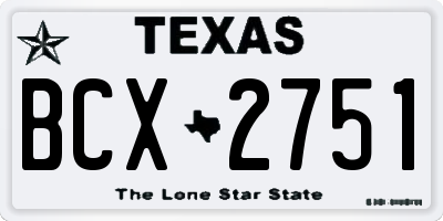 TX license plate BCX2751