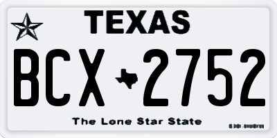 TX license plate BCX2752