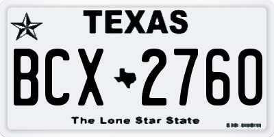 TX license plate BCX2760