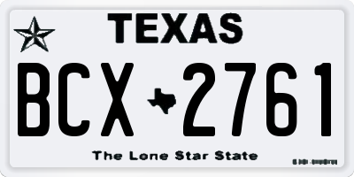 TX license plate BCX2761