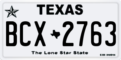 TX license plate BCX2763