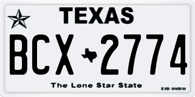 TX license plate BCX2774