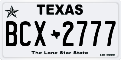 TX license plate BCX2777