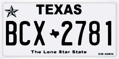 TX license plate BCX2781