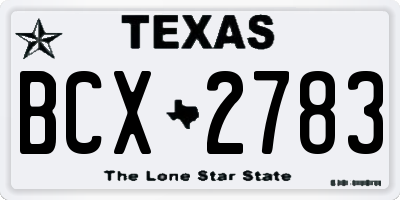 TX license plate BCX2783