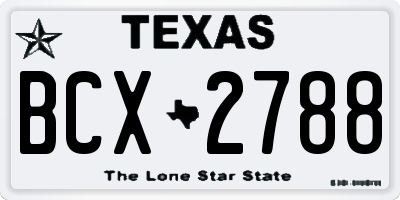 TX license plate BCX2788