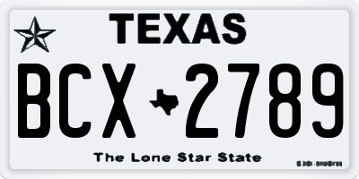 TX license plate BCX2789