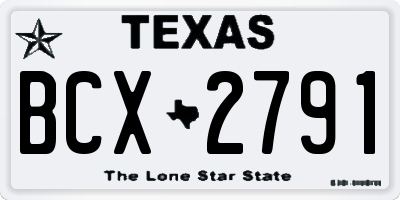 TX license plate BCX2791