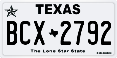 TX license plate BCX2792
