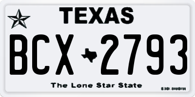 TX license plate BCX2793