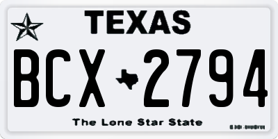 TX license plate BCX2794